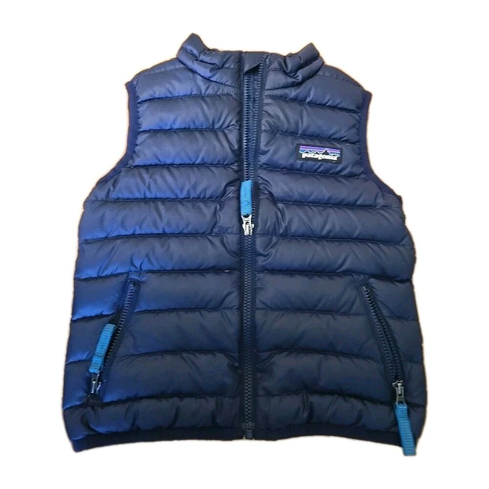 Patagonia Baby Down Sweater Vest Size 2T Navy Blue Full Zip Puffer